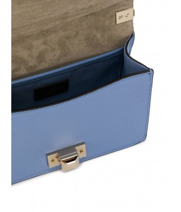 Кожаная сумочка на цепочке Furla Mimi Mini 1021921 с откидным клапаном голубая