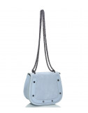 Замшевая сумочка на цепочке Leather Country 2692 с откидным клапаном голубая