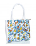 Лаковая сумка Gilda Tonelli 5119 белая с ярким цветочным принтом