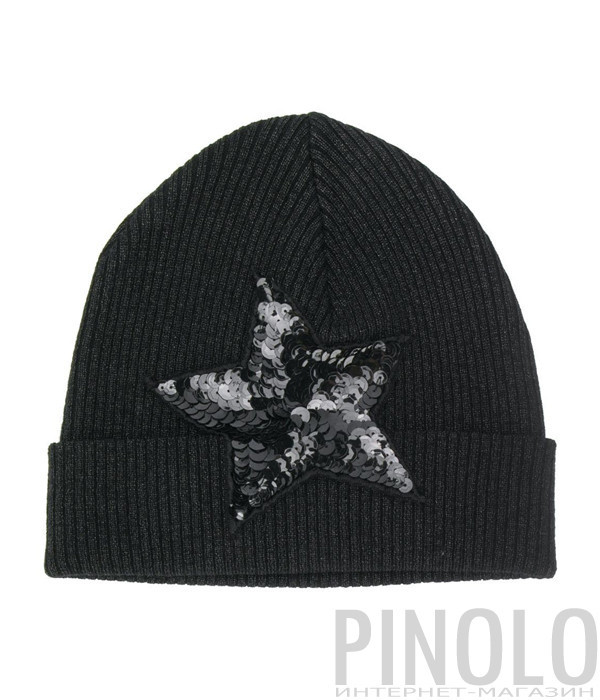 Черная шапка P.A.R.O.S.H. Loulux 010510 с декором
