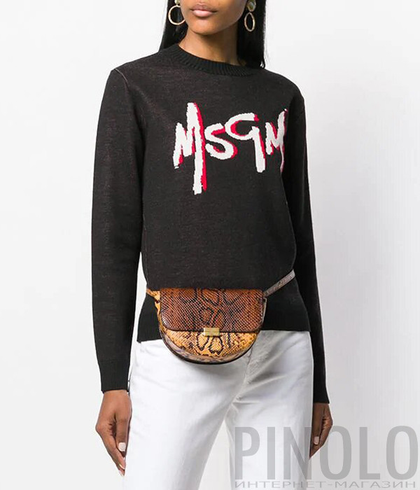 Трикотажный джемпер MSGM 2741MDM с логотипом черный