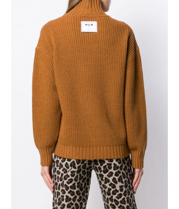 Трикотажный джемпер MSGM 2741MDM с высокой горловиной коричневый
