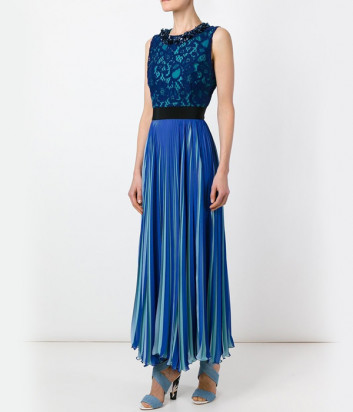Длинное платье в пол MSGM с кружевными вставками синее