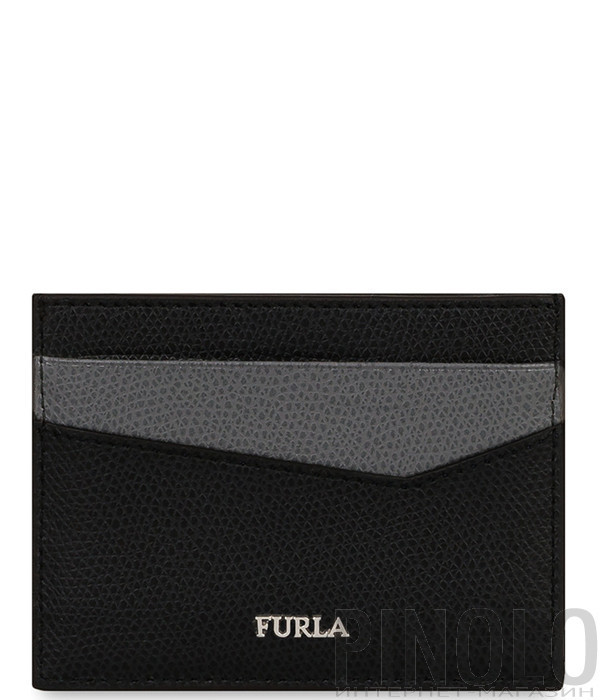 Картхолдер Furla Marte 976806 в сафьяновой коже черно-серый