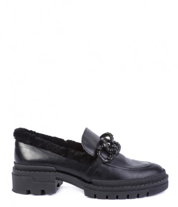 Кожаные туфли Helena Soretti 3132 с мехом черные