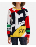 Шерстяной свитер ICEBERG A0107077 с ярким цветным принтом