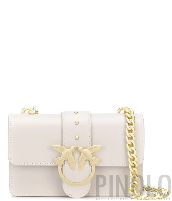 Маленькая сумочка на цепочке PINKO Love Bag 1P21EDY в гладкой коже бежевая