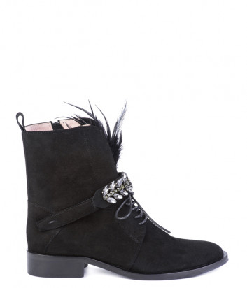 Замшевые ботинки Helena Soretti 5118 с декором черные