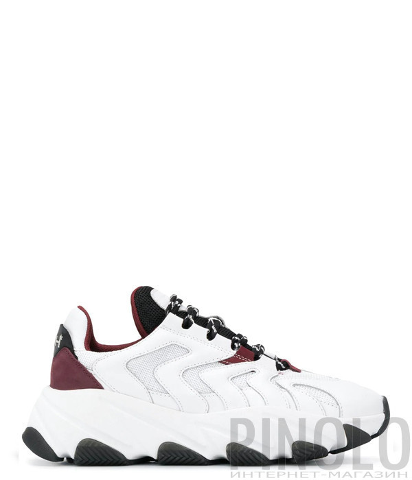Кожаные кроссовки ASH Extreme белые с красными вставками