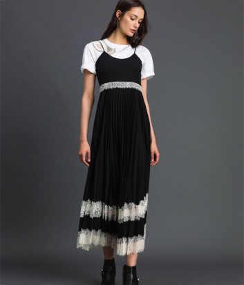 Платье-комбинация TWIN-SET 192TP2282 черное с кружевом