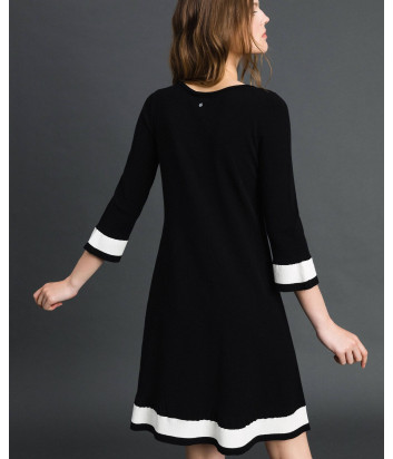 Черное платье TWIN-SET 192TP3102 с белой контрастной полоской