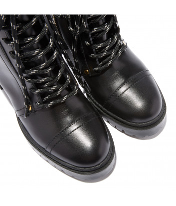 Кожаны ботинки Casadei 1R135N0701 на широком каблуке черные