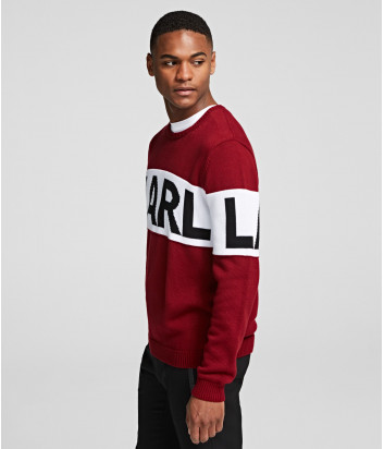 Бордовый свитер Karl Lagerfeld 655046 с белой полоской и логотипом