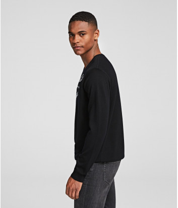 Шерстяной свитер Karl Lagerfeld 655007 черный с нашивками