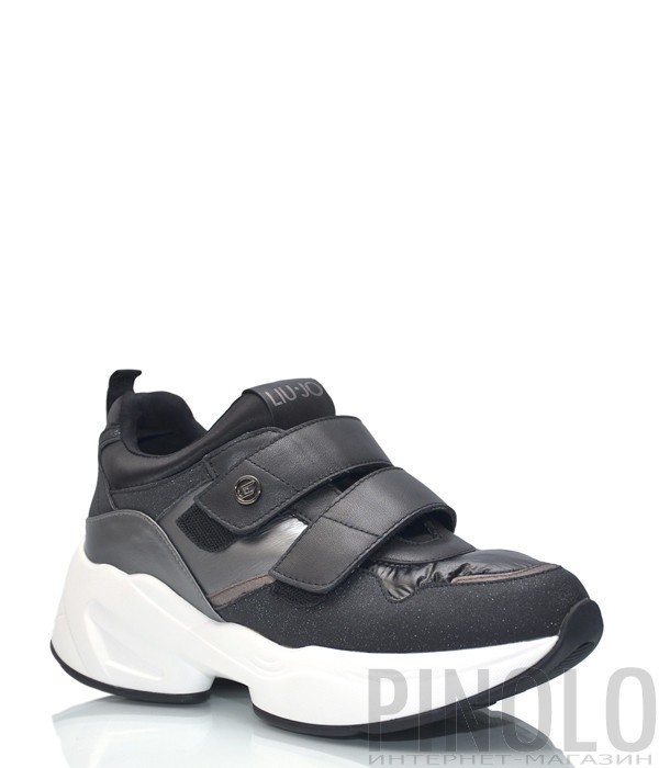 Черные кроссовки Liu Jo 69043 с липучками на массивной подошве Черные кроссовки Liu Jo 69043 с липучками на массивной подошве