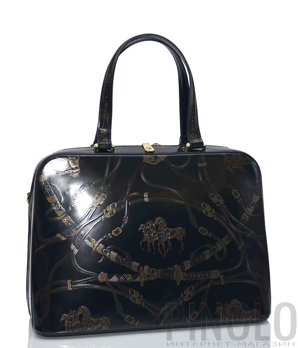 Сумка Gilda Tonelli 4403 в полированной коже черная с рисунком