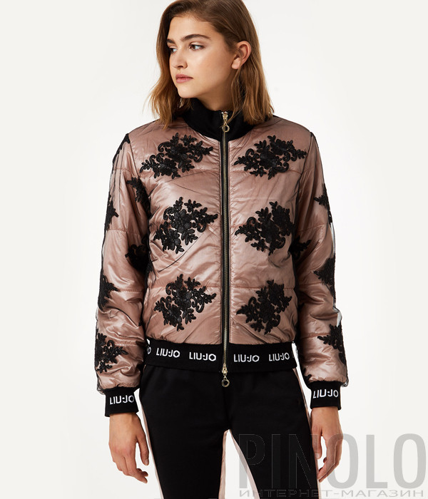 Куртка Liu Jo T69027 розовая с черной вышивкой
