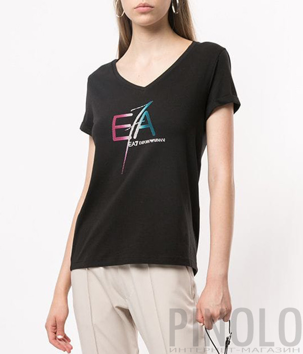 Футболка EA7 Emporio Armani 6GTT11 TJ12Z черная с рисунком