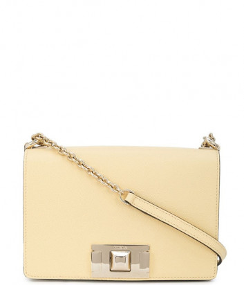 Кожаная сумочка на цепочке Furla Mimi Mini 1045374 с откидным клапаном желтая