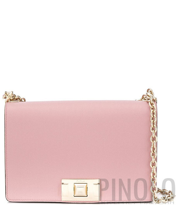 Кожаная сумка на цепочке Furla Mimi 1045356 с откидным клапаном розовая