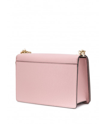 Кожаная сумка на цепочке Furla Mimi 1045356 с откидным клапаном розовая