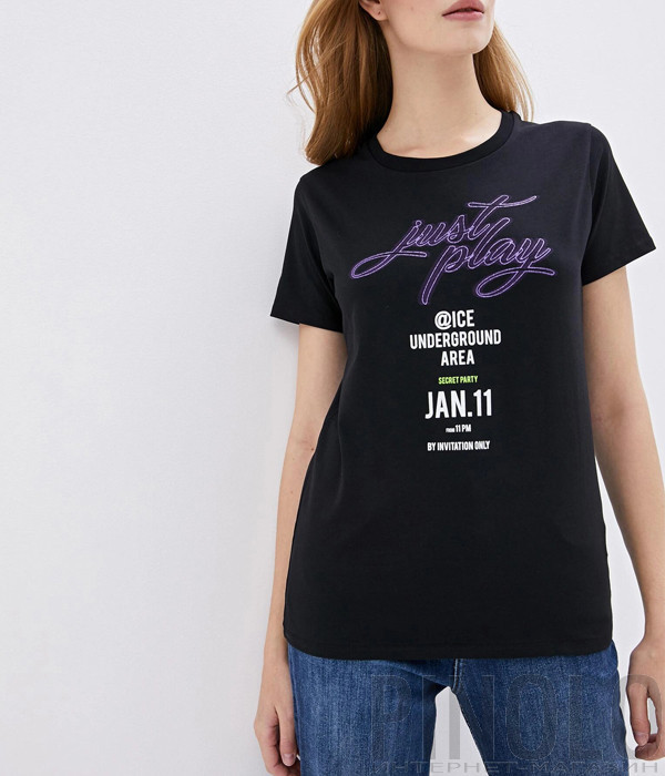 Футболка ICE PLAY F074P435 черная с принтом