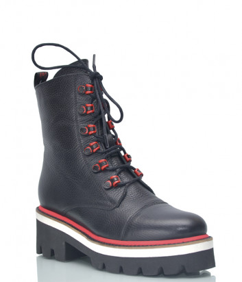 Кожаные ботинки Lab Milano 4448 черные с красным кантом