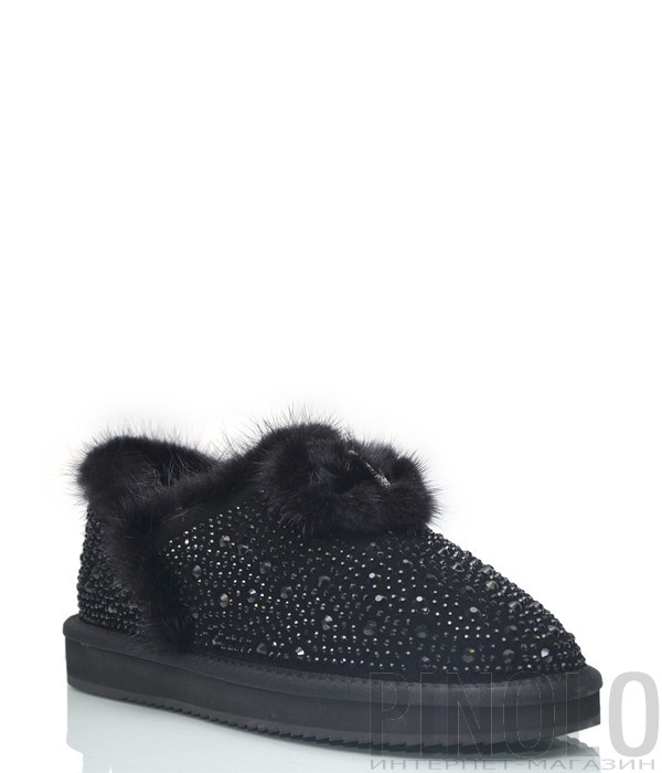 Замшевые ботинки Lab Milano 009 на меху черные с декором