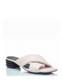 Кожаные мюли Renzi 561802 на фигурном каблуке розовые