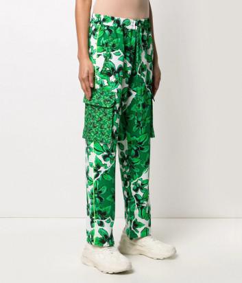 Брюки ICEBERG B1515277 с зеленым цветочным принтом и накладными карманами