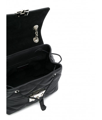 Черный рюкзак Furla Fortuna 988337 в стеганной коже с серебристой фурнитурой