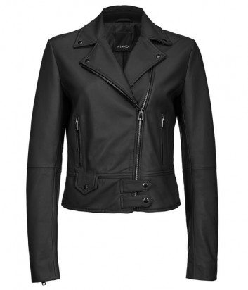 Кожаная байкерская куртка PINKO 1G14YLY черная