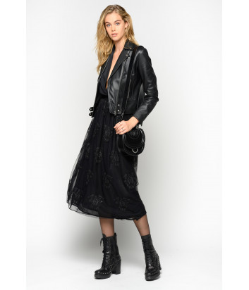 Кожаная байкерская куртка PINKO 1G14YLY черная