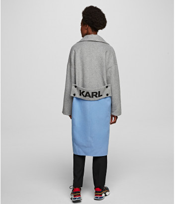 Двухцветное пальто KARL LAGERFELD 201W1500 серо-голубое