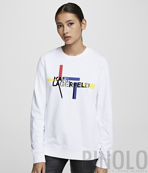 Толстовка KARL LAGERFELD 201W1811 с логотипом белая
