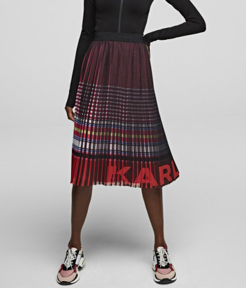 Плиссированная юбка миди KARL LAGERFELD 201W1200 с полосками и логотипом