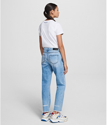Классические прямые джинсы KARL LAGERFELD 201W1101 голубые с логотипом