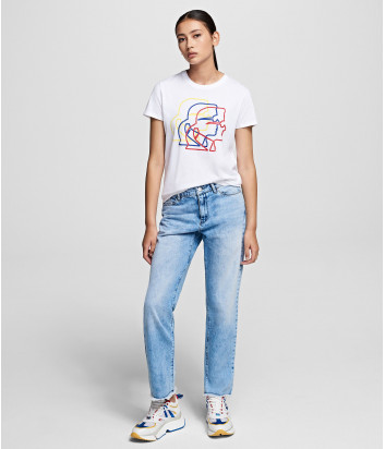 Классические прямые джинсы KARL LAGERFELD 201W1101 голубые с логотипом