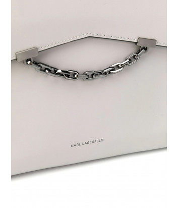 Вместительная сумка KARL LAGERFELD Seven 201W3048 в гладкой коже с цепочкой серая