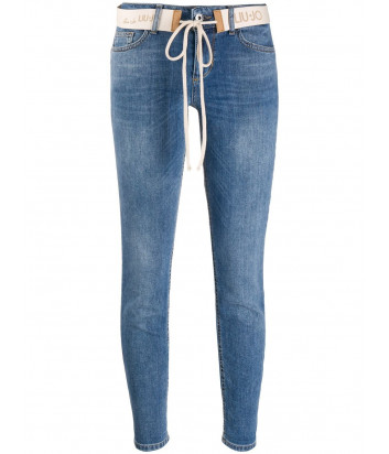Укороченные джинсы скинни Liu Jo UA0006D4457 синие с белым ремнем
