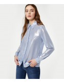 Рубашка Liu Jo PA0150T5882 из струящейся ламинированной ткани голубая