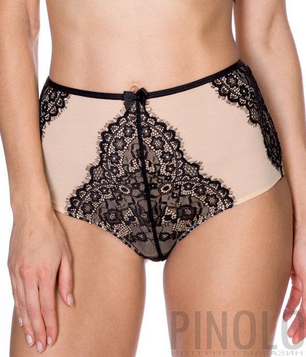 Высокие трусики ROSE&PETAL Hardi 92035 черно-бежевые