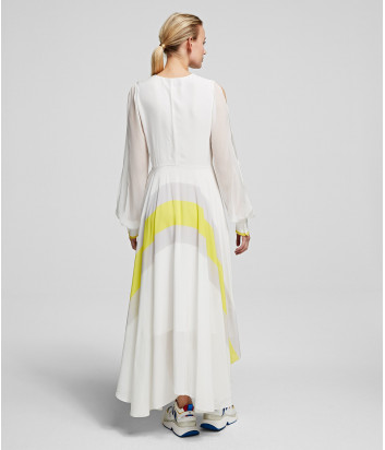 Длинное платье KARL LAGERFELD 201W1308 белое с желтым принтом