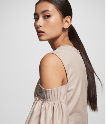 Длинное платье KARL LAGERFELD 201W1316 с рукавами-воланами бежевое