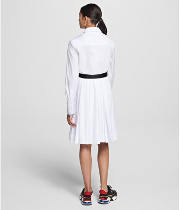 Платье-рубашка KARL LAGERFELD 201W1305 белое с черным поясом