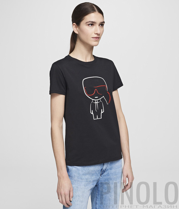 Футболка KARL LAGERFELD 201W1738 черная с принтом