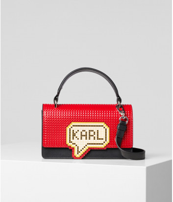 Маленькая сумка Karl Lagerfeld 201W3125 с пиксельным принтом черно-красная