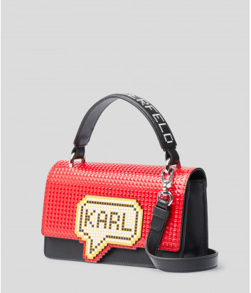 Маленькая сумка Karl Lagerfeld 201W3125 с пиксельным принтом черно-красная