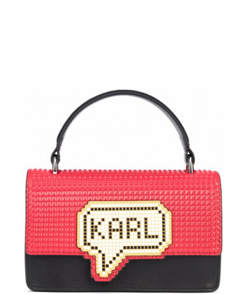 Маленькая сумка Karl Lagerfeld 201W3125 с пиксельным принтом черно-красная