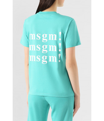 Футболка MSGM 2841MDM225 мятная с логотипом на спине